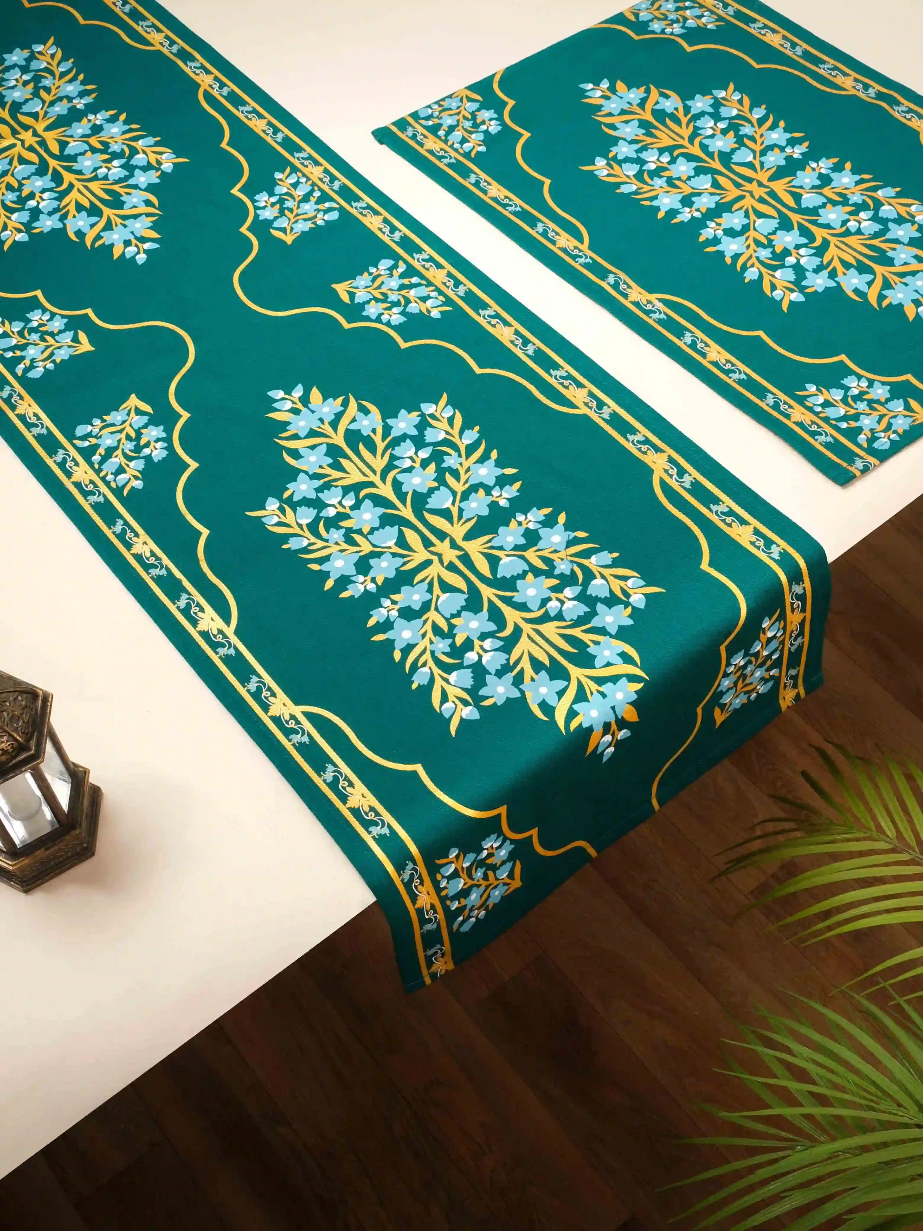 Teal~Single Table Runner