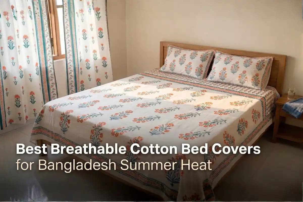 White handloom cotton bed cover and soft bed sheet, essential Bangladesh summer bed sheet
